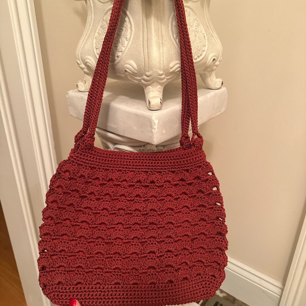 Elegant Red Crochet Women's Bag